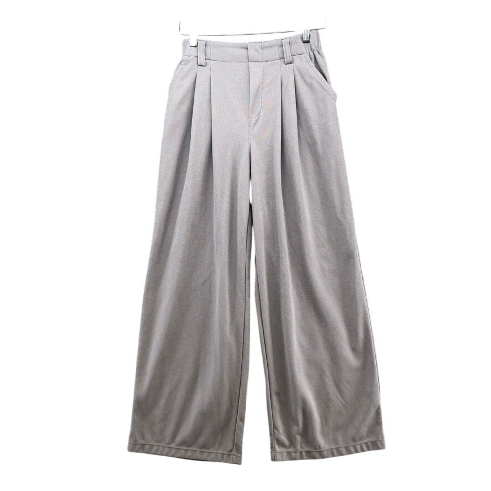 Halara Pleated Wide Leg Pants Womens XS‎ Gray High Rise Waffle Knit Trousers